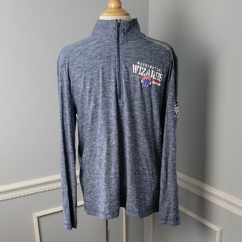 FANATICS‎ NeW NBA Washington Wizards Quarter Zip Blue Gray Heathered Shirt Top M